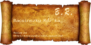 Bacsinszky Réka névjegykártya